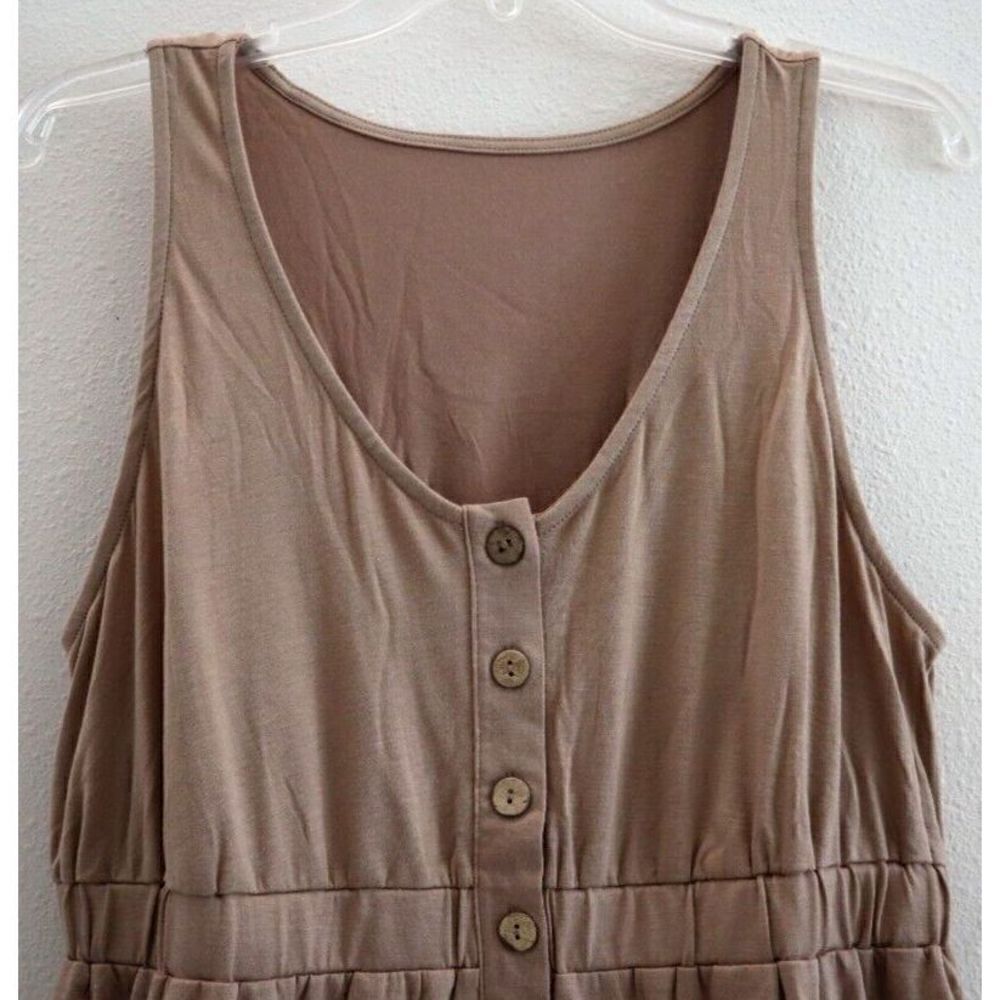 Blencot YL5W2211257 Women's Sz Large Khaki Sleeveless Button Down Casual Dress - Picture 3 of 9